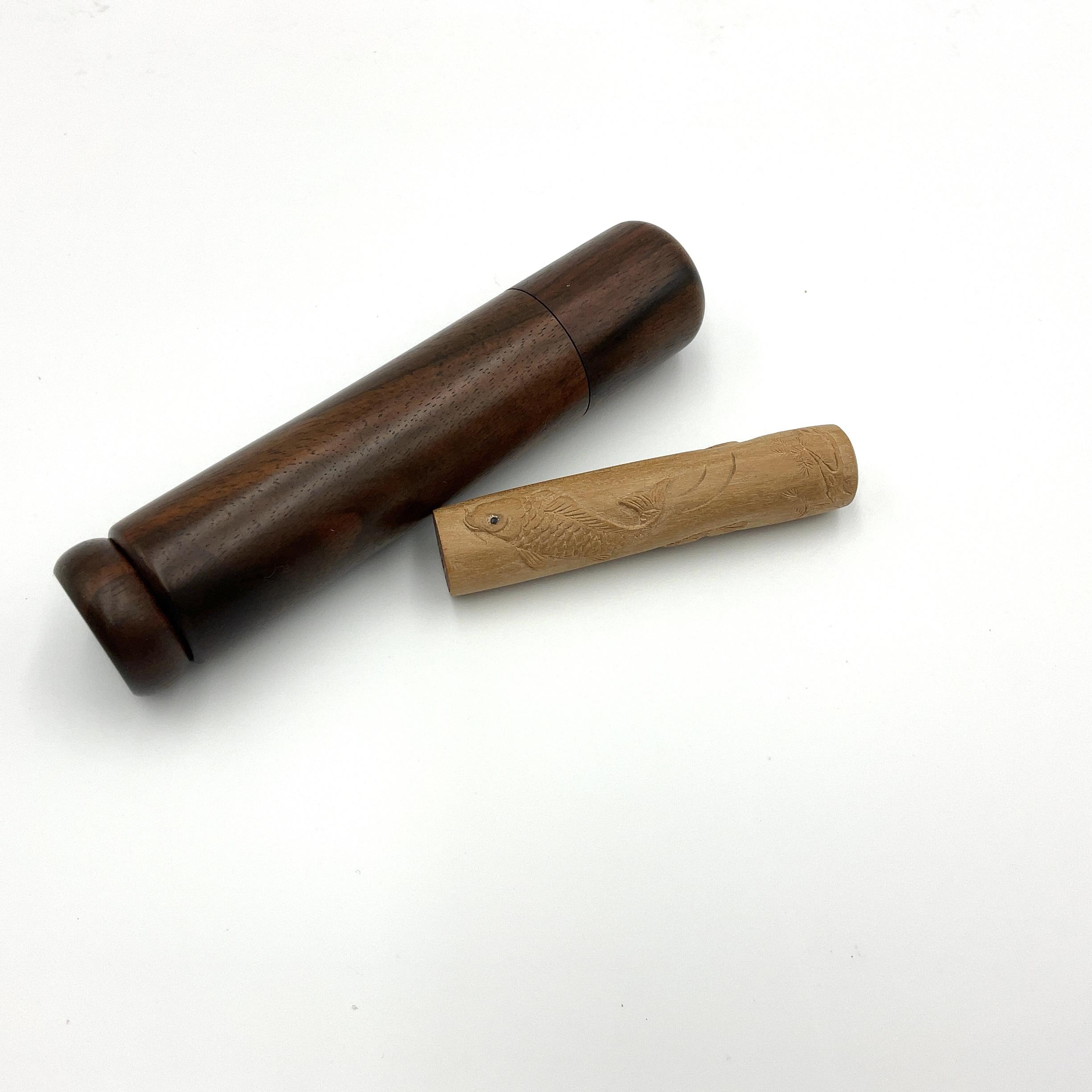 印鑑入れ　黒檀　木工　木製