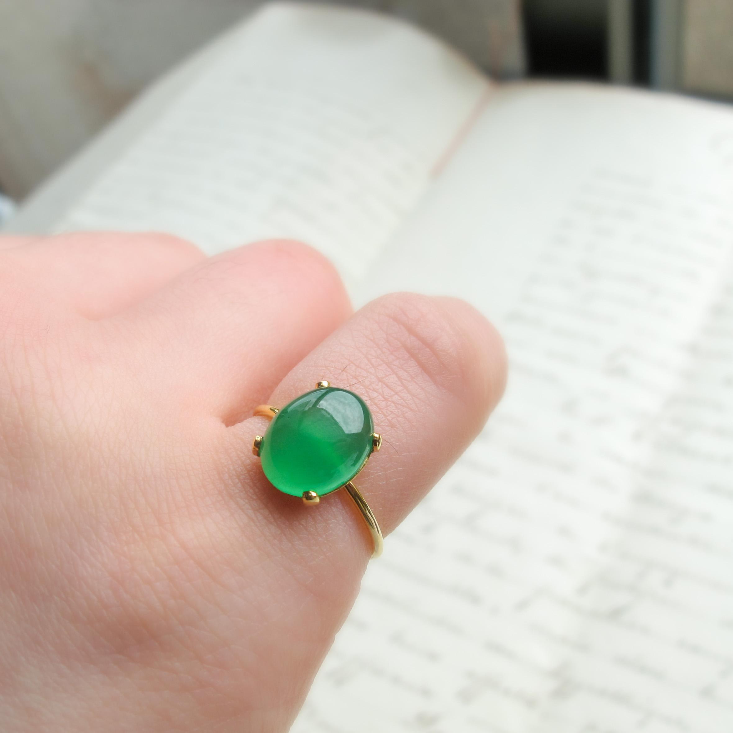 天然石グリーンオニキス14kgfリング（10×8mm・9号）