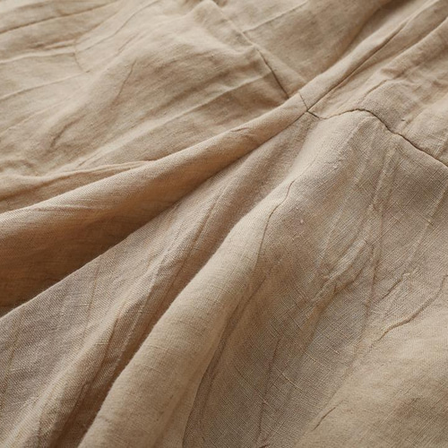 爽やかなリネンセットアップ ベージュ 風合いしわ加工