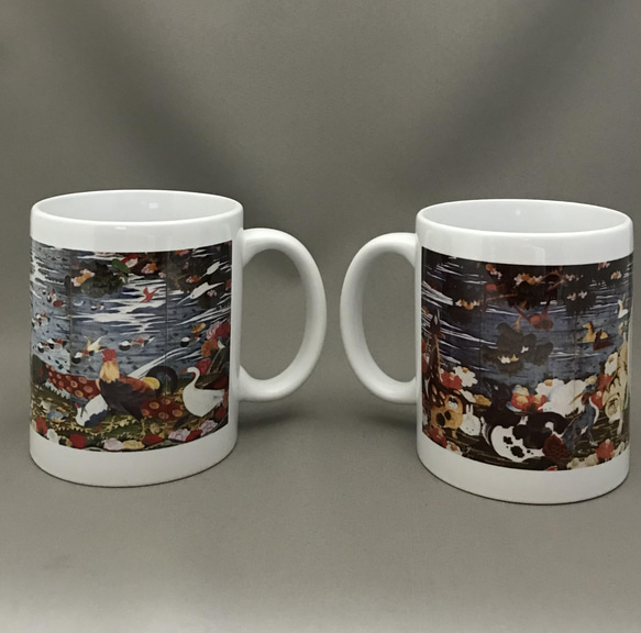 伊藤若冲 樹花鳥獣図屏風 右隻、左隻 マグカップ2個セット 3枚目の画像