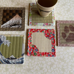 畳コースター製作用　ミニゴザ　和紙製　4枚組 4枚目の画像