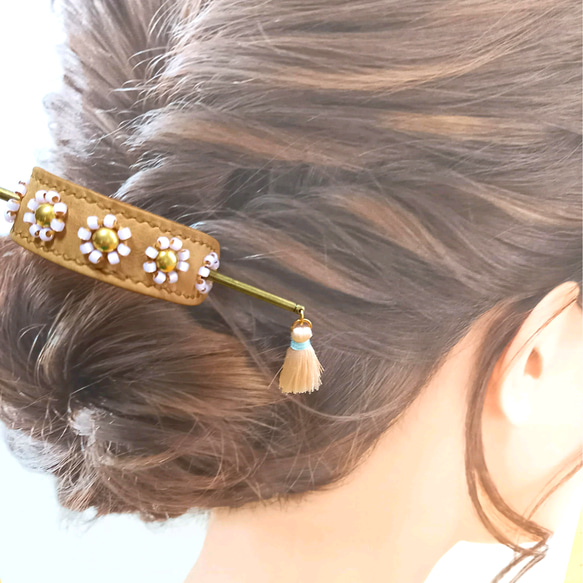 ヘアアクセサリー　ハルジオンのマジェステ　くすみカラー 2枚目の画像