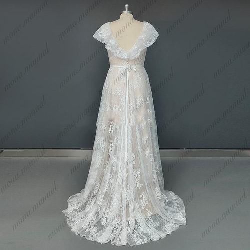 クラシカル スレンダーライン Aライン 総レース ウェディング