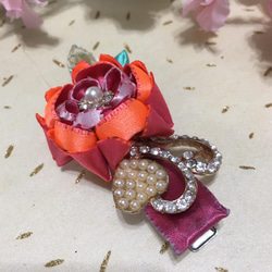 鋁飾布裳兔 和風細工緞帶花系列 複瓣薔薇 橘粉 第3張的照片