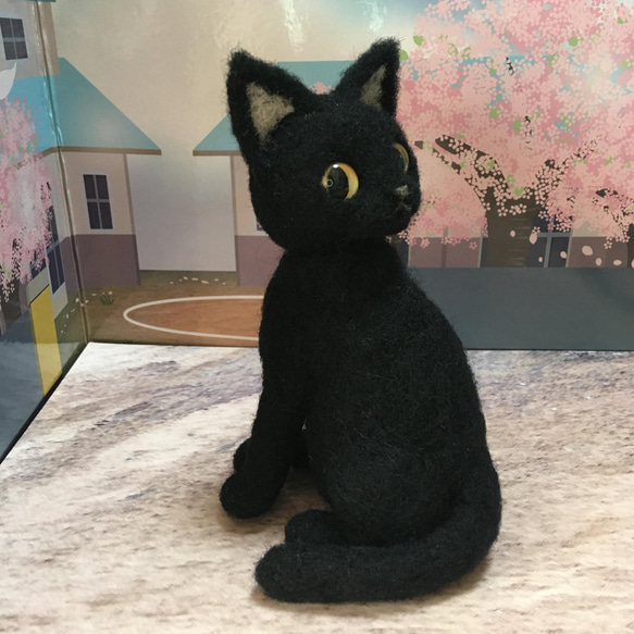 羊毛フェルト　黒猫 2枚目の画像