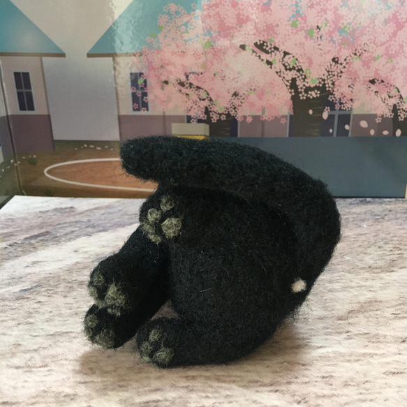 羊毛フェルト　黒猫 5枚目の画像
