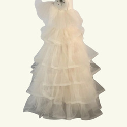 憧れのドレス キャミソール　ロングドレス　パーティードレス　編み上げ柔らかく重ねたチュールスカート 4枚目の画像