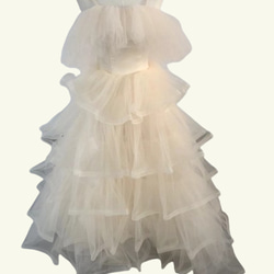憧れのドレス キャミソール　ロングドレス　パーティードレス　編み上げ柔らかく重ねたチュールスカート 1枚目の画像