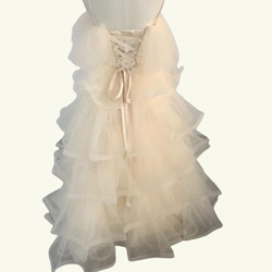 憧れのドレス キャミソール　ロングドレス　パーティードレス　編み上げ柔らかく重ねたチュールスカート 2枚目の画像