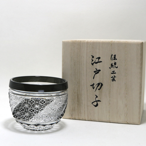 江戸切子 ワイングラス 赤と青 愛らし クリスタルガラス 2個セット 木 