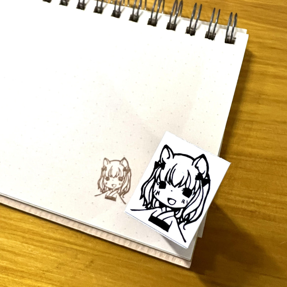 リボン耳女の子のはんこ　2ｘ1.5ｃｍ 3枚目の画像