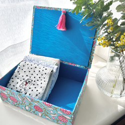 Blue Botanical Cartonnage Accessory Box (L size) Pink tassel 第10張的照片