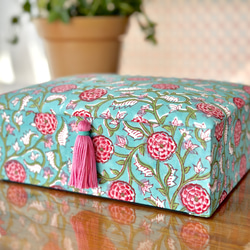 Blue Botanical Cartonnage Accessory Box (L size) Pink tassel 第6張的照片