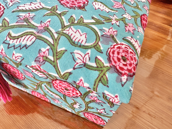 Blue Botanical Cartonnage Accessory Box (L size) Pink tassel 第4張的照片