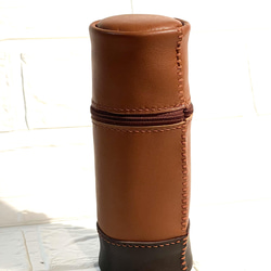 円筒型　スタンドペンケース　牛革　姫路レザー 2枚目の画像
