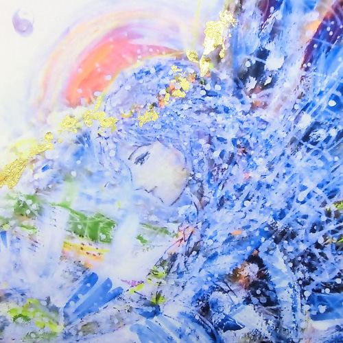 願い」 純金箔付 サイン入りプリント A4額 パワーアート 絵画