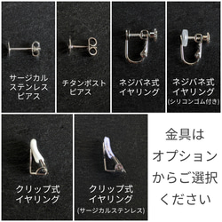 ビジュー ガラスストーンのスタッドピアス/イヤリング シルバー ビーズ刺繍 7枚目の画像