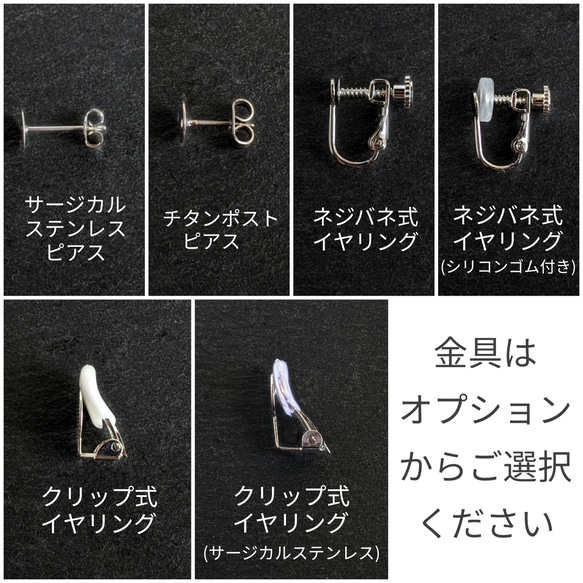 ビジュー ガラスストーンのスタッドピアス/イヤリング シルバー ビーズ刺繍 7枚目の画像