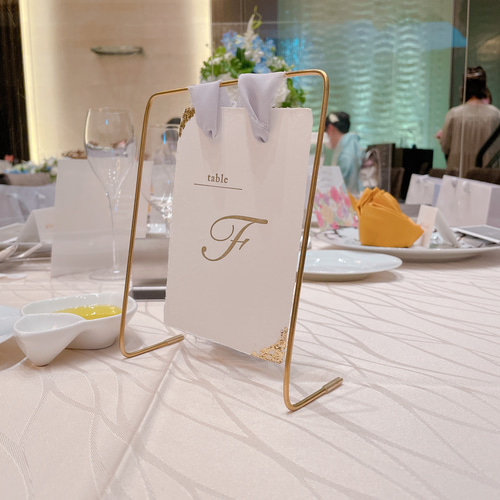 テーブルナンバー、Groom,Brideカード コッパースタンド付き