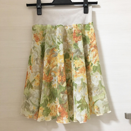 オレンジ 水仙 バレエ プルオンスカート 花柄 バレエスカート フレア