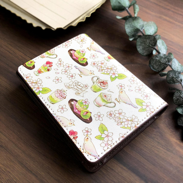 SakuraMacchaLatte card case｜桜抹茶ラテカードケース 春 2枚目の画像