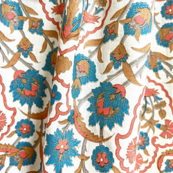 【新作】インド綿ギャザースカート コーラル×アクア 4枚目の画像
