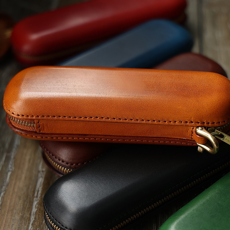 本革 眼鏡ケース 牛革使用 YKKファスナー 真鍮金具 ペンケース 2サイズ・6色 名入れ可 ギフト対応 お急ぎ対応