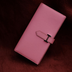 二つ折り長財布　ベルト付き財布　スマートウォレットレザー　ヴォーエプソン/ローズコンフェッティ 【総手縫い】 1枚目の画像