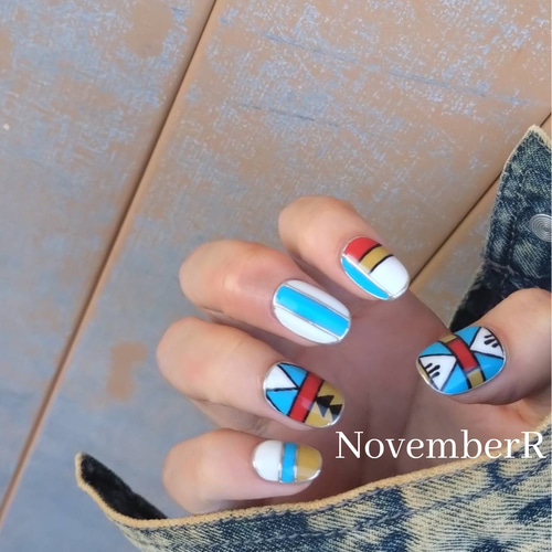 LA386☆インディアンジュエリー風ネイルチップ ネイルチップ（つけ爪