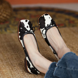 ★ 22 春夏新品奶牛圖案設計高跟鞋女式2 色22-25 尺碼L02-1 第13張的照片