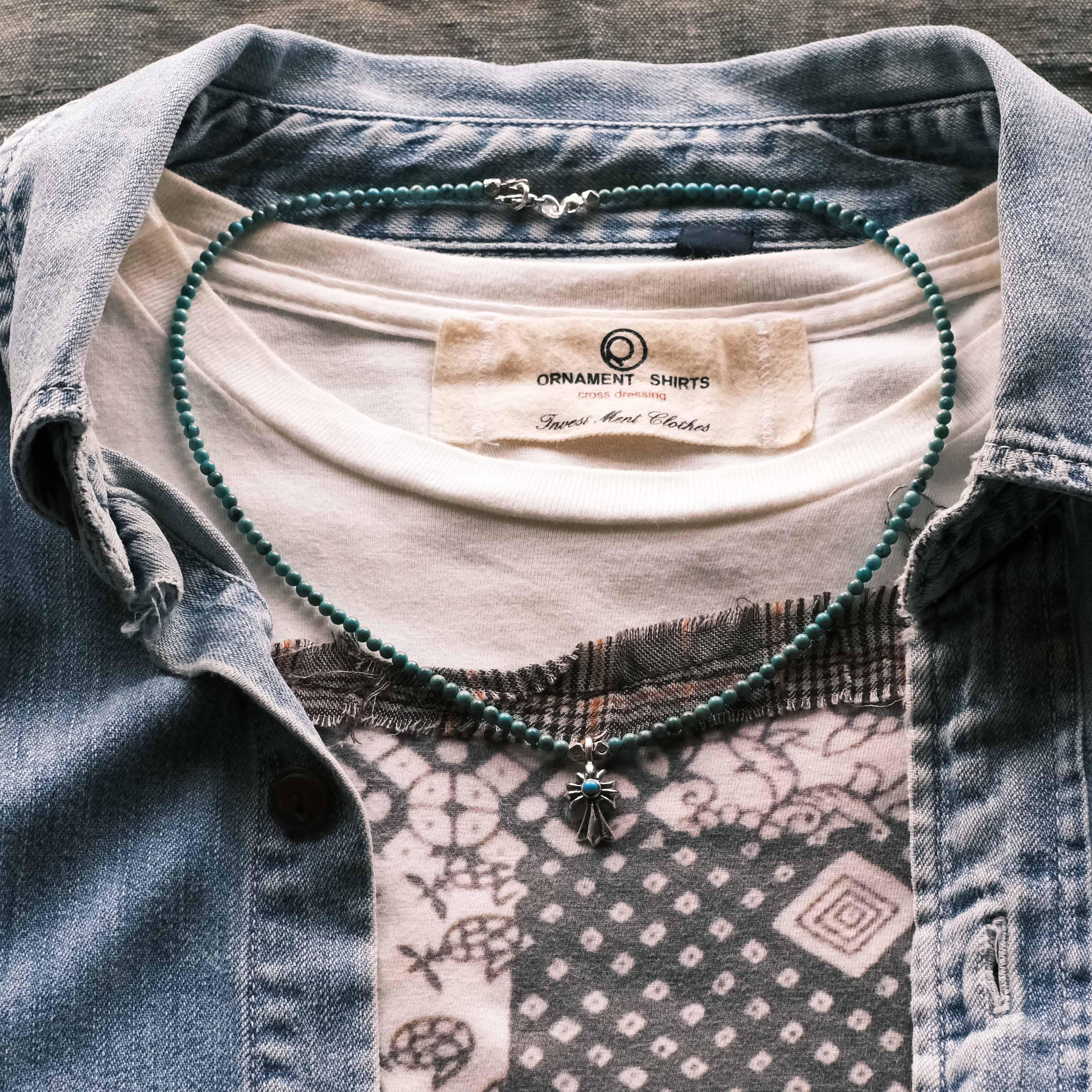 *turquoise&silver925 cross ネックレス