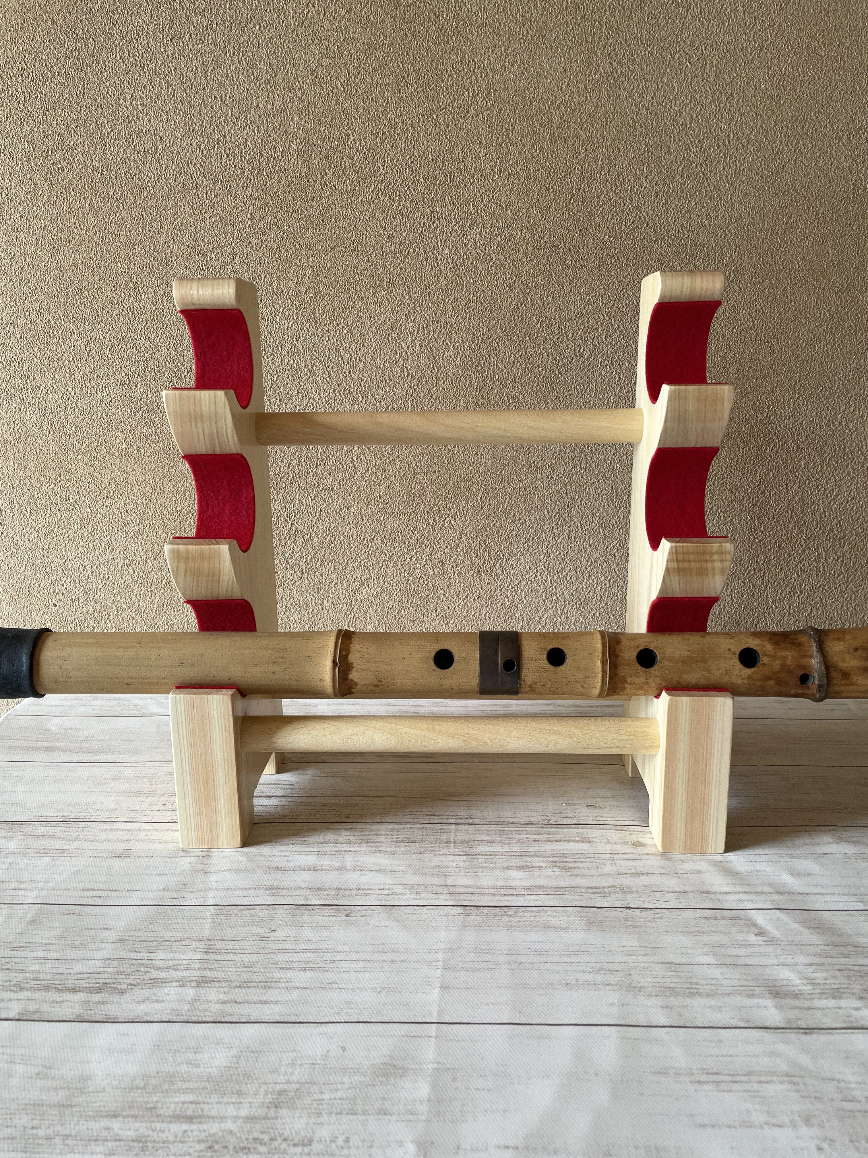 尺八　置き 　3本　ヒノキ　クリア 4,000円