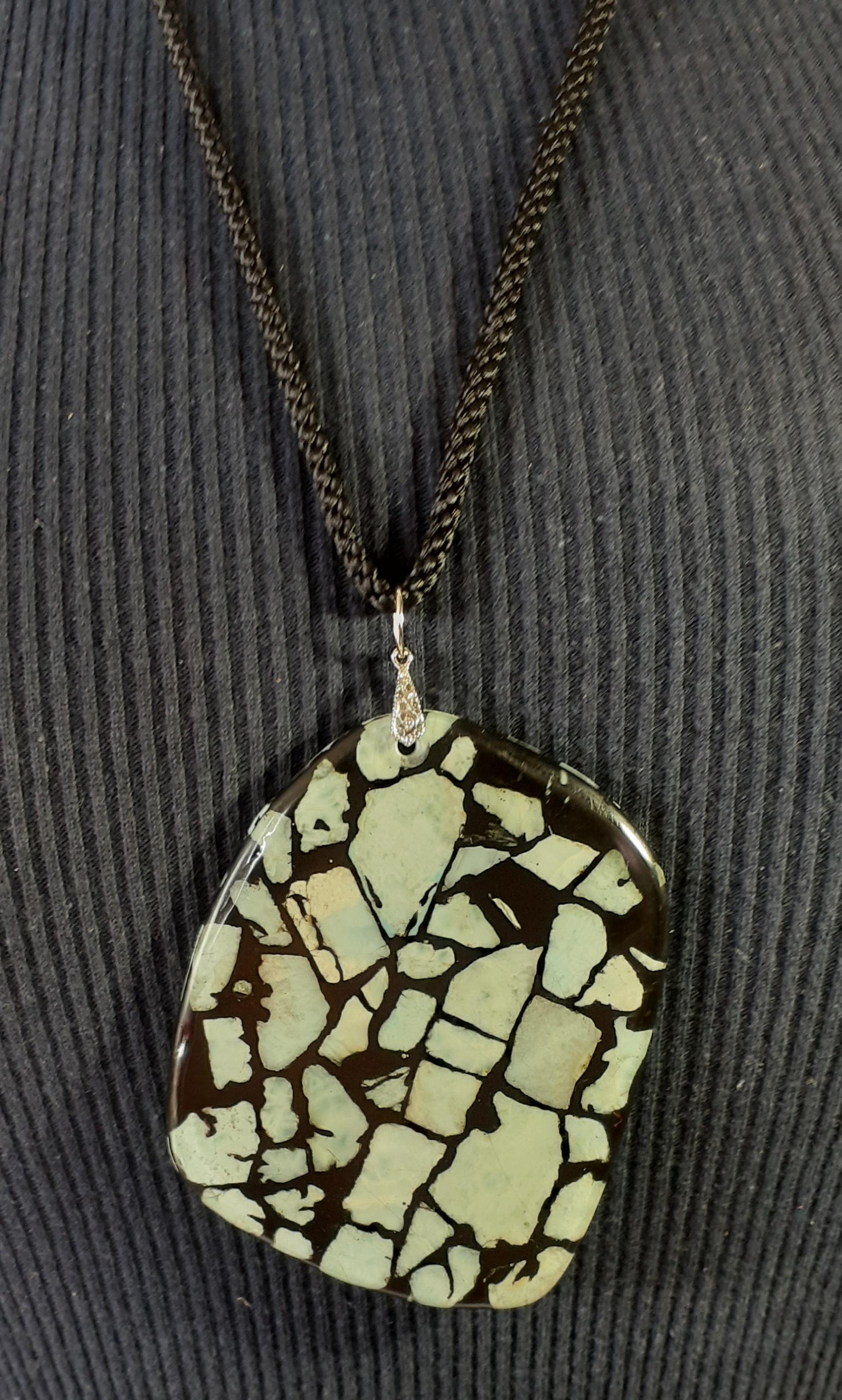 ラリマーのモザイクペンダント