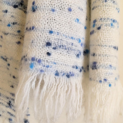 手紡ぎ手織り羊毛(ウール)１００%ストール 変わり糸 10枚目の画像