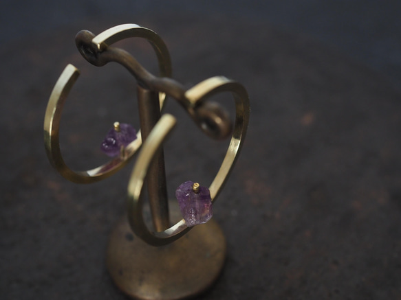 amethyst brass earcuff (kikyou) 12枚目の画像