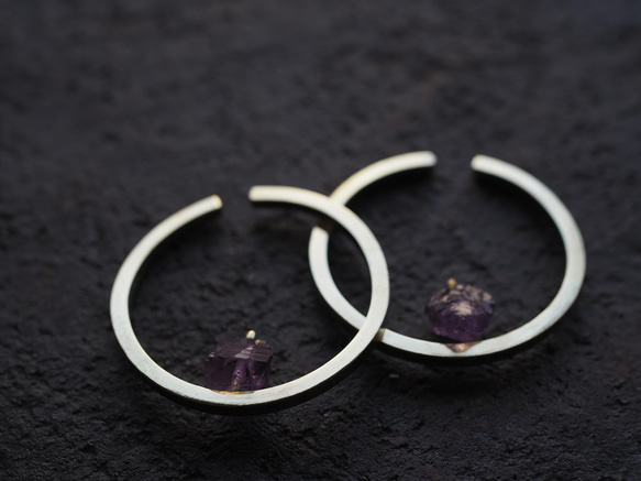 amethyst brass earcuff (kikyou) 4枚目の画像