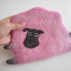 羊さんのファスナーポーチ ピンク 2枚目の画像