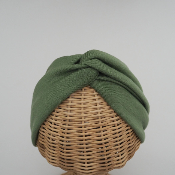 毛頭巾（結）☆絲編織綠色 第3張的照片