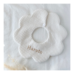 [  waffle cotton bib  ]   名入れ　スタイ　刺繍　男の子  女の子  出産祝い  ガーゼ 6枚目の画像