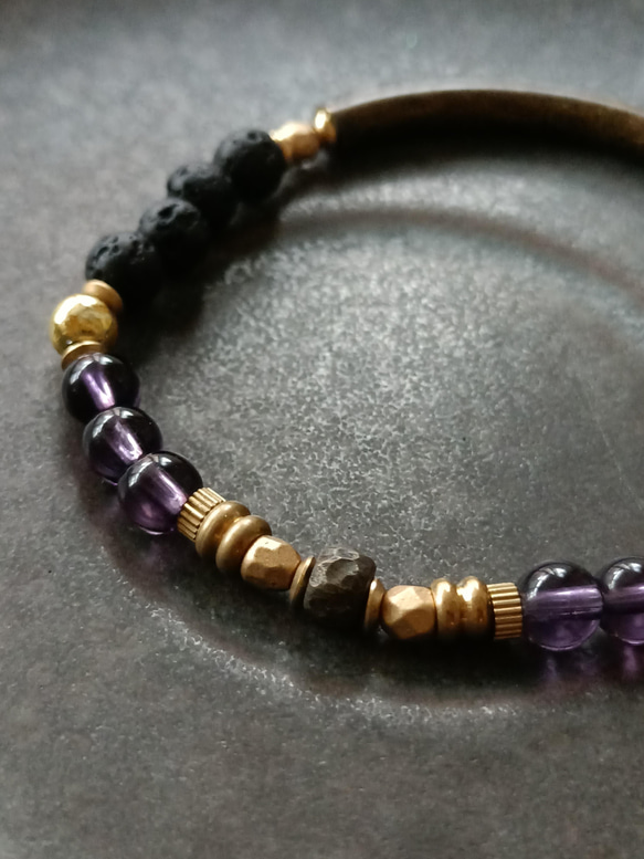 ブレスレットブレスレット＃Opportunity＃Amethyst＃Antique Ancient Yellow Half Co 2枚目の画像