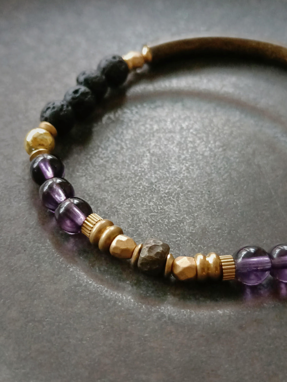 ブレスレットブレスレット＃Opportunity＃Amethyst＃Antique Ancient Yellow Half Co 6枚目の画像