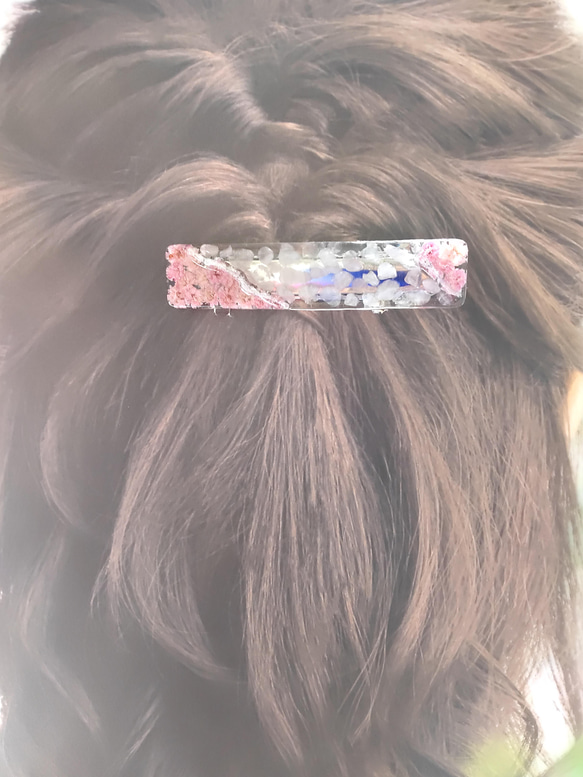 かすみ草とさざれ石 ヘアクリップ 3枚目の画像