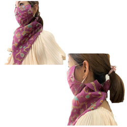 【お値下げしました】スカーフマスク 布製 シフォン 日焼け防止 おしゃれ 普段 大人 PM139-158 14枚目の画像