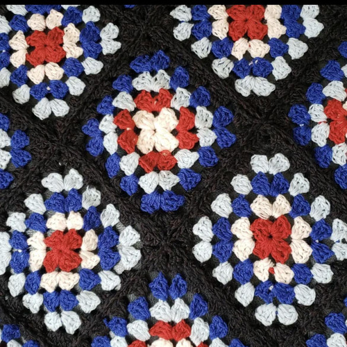 モチーフ編み　ブランケット　ひざ掛け　ハンドメイド 新柄♡♡カラフルひざ掛け モチーフブランケット ひざ掛け かぎ針編み