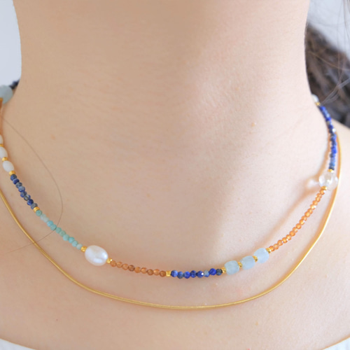 Yndislegt necklace：天然石ビーズネックレス ラピスラズリ