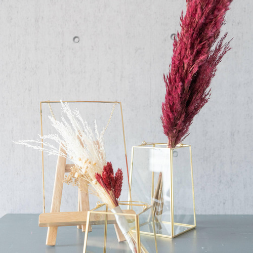 ドライフラワー❇️ゴールドとパンパス❣️ パンパスグラスとゴールドかすみ草ブーケスワッグ （ドライ