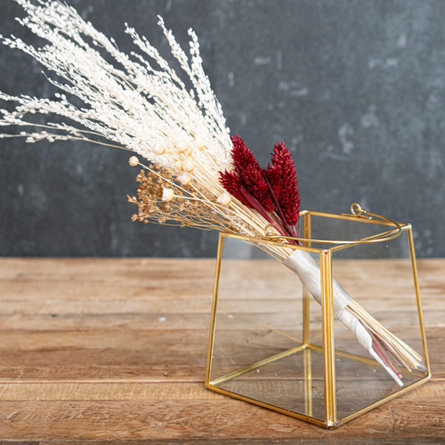 ドライフラワー❇️ゴールドとパンパス❣️ パンパス ボルドーカラー ゴールドスクエア】ウルカムアイテム