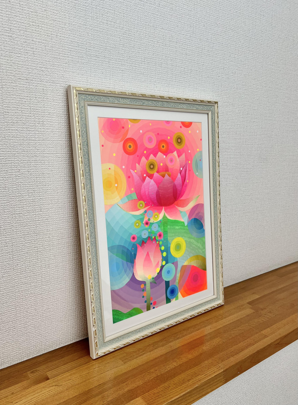 『No.7 蓮の花』癒やしとグラデーションのアクリル画　akaneko　癒やし 5枚目の画像