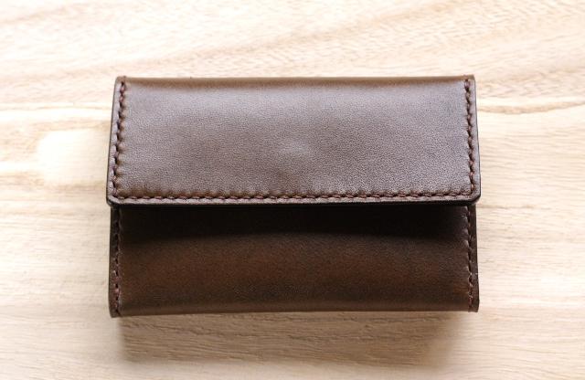 ＊受注生産＊　三つ折りキーケース（ファスナーコインケース＆カードポケット）　ピアノレザー（焦茶）／ピッグスエード（焦茶）
