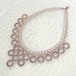 OYA crochet 47㎝ necklace [Bib Ring] Silver Mauve 第2張的照片